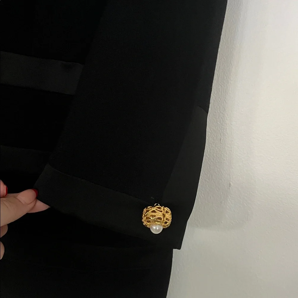 Louis Feraud Black Blazer with Gold Buttons - Picture 7 of 16